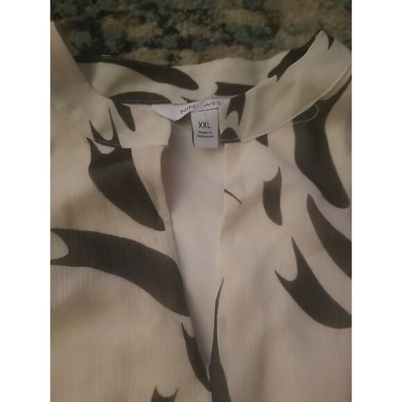 Nine West Women's Dress White/Cream Black Stripes Sheer Lined Size XXL - Picture 10 of 16